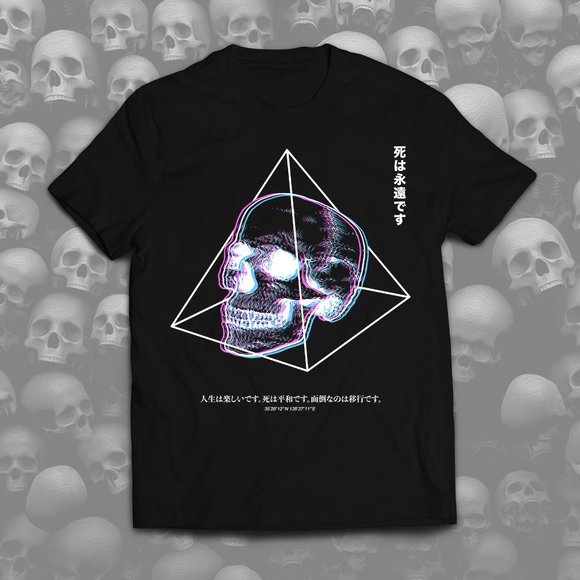Japanese Inspired Triangle Of Death Black Tee - Picture 1 of 2